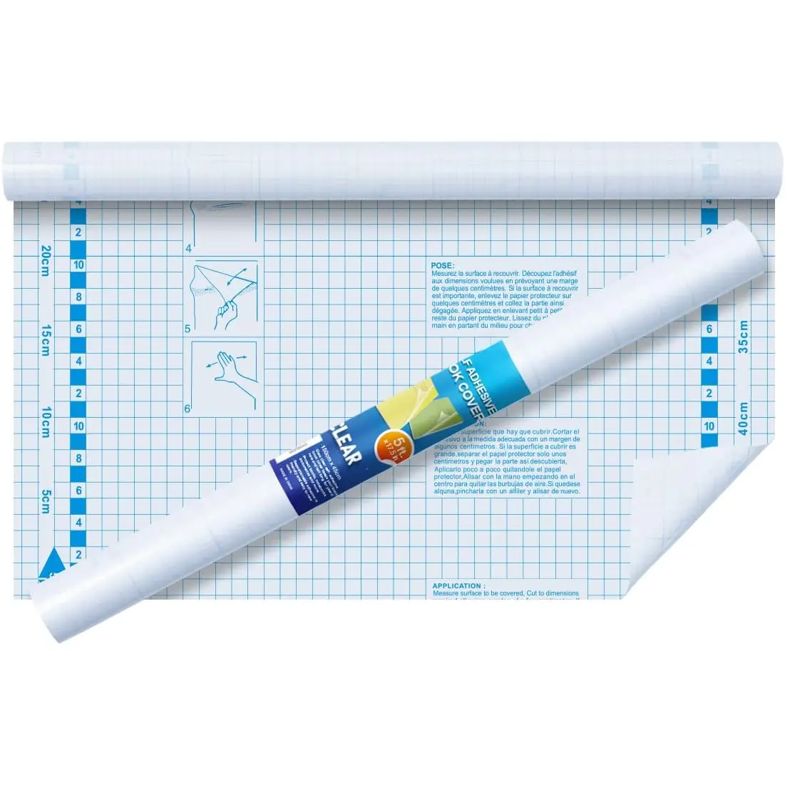 Clear Contact Paper Roll for Books, 17.5 in x 5 ft Clear Self Adhesive Book Cover Paper Protector