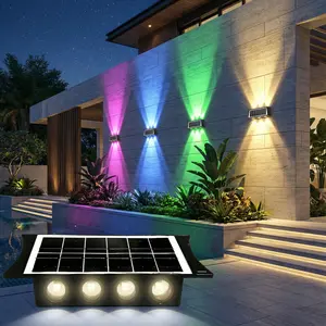 Modern Outdoor Lighting Solar Wall Light RGB Novelty Yard Fence Light 2-Sided Eco-Friendly Solar Power System with Colorful Options for Enhanced Visibility and Ambiance