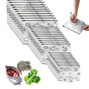 Reusable Aluminum Foil Sealed Storage Bags, Vacuum Zipper Bags for Food, Standing Foil Sealed Bags with Labels and Zip Locks, Reusable Snack Containers