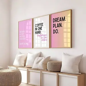 Pink Office Decor Women Inspirational Home Office Wall Art Set Of 3 Wall Prints Confidence Poster Motivational Quote Witty Office Wall Decor Canvas Posters For Living Room, Bed Room Gifts Birthday Graduation Art Wall Decoration Artistic