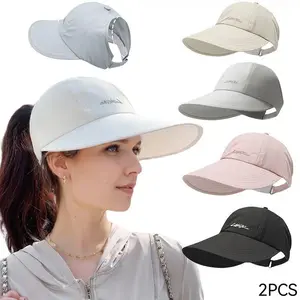 2-Pack UPF Sun Protection Baseball Hat for Men and Women - Lightweight, Adjustable Velcro Closure, Wide Brim Outdoor Sports Hat, All-Season Elastic Design (White/Gray/Black)
