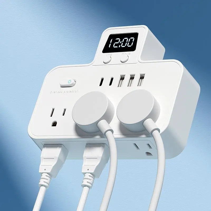 Smart Power Outlet, Wall Socket Extender, Wall Outlets Extender with 6 Socket & 2 AC Outlets & 3 USB Ports, Digital Clock Display, USB Outlet Plug