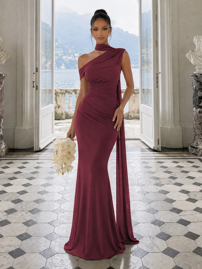 sage green dress wedding guest Zapakasa Women Floral Long with Slit Sheath Strapless Bridesmaid Dress womens dresses 2026 Whether you’re petite Color:Dark Green Dress Emerald Green One Shoulder