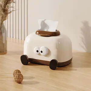 Cute Tissue Box Cover Plastic Cartoon Toaster Shaped Tissue Box Holder Facial Tissue Dispenser for Home