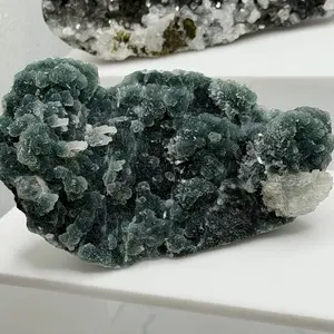 Green Apophyllite Druzy Cluster with Stilbite  Natural Crystal Specimen