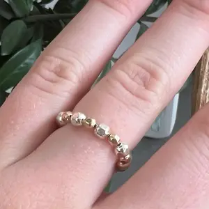 Faceted Stretch Ring (Big Silver, Little Gold)