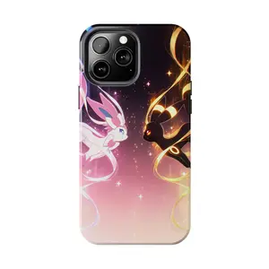 Umbreon & Sylveon Phone Case for iPhone 7-17 Pro Max & Samsung Galaxy S21-S26 Ultra | Premium Art Shockproof Protective TPU Cover**