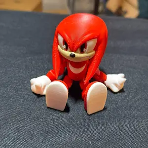 Red Hedgehog 3-D Printed Figurine - Character with Red Body, White Feet, and Simple Design