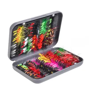Artificial Fishing Fly Kit, 1 Set/100pcs Mixed Color Wet & Dry Fly Fishing Lure, Fishing Lures Kit, Fishing Accessories for Trout Bass, Outdoor Fishing Gear