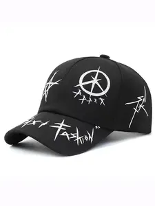 Unisex Punk Graffiti Baseball Cap, Street Hip-Hop Dad Hat, Gothic Contrast Color Block Design, Casual Fashion Techwear Style