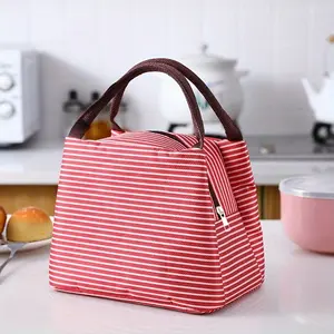 1pc Stylish Multi-Color Striped Lunch Bag - Portable, Leak-Proof & Insulated Tote Bento Box - Durable, Washable & Reusable for College, Work, Travel & Picnics - Perfect Kitchen Organizer & Storage Bag