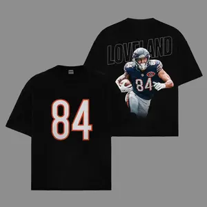Colston Loveland 'Love 84' Game Day Fit For Bears Nation Cotton Hoodie Sweatshirt T-Shirt (Made In US), Bears Football Fans Outfit, Bears Fans Shirt, Gift For Football Fans, Football Graphic Hoodie