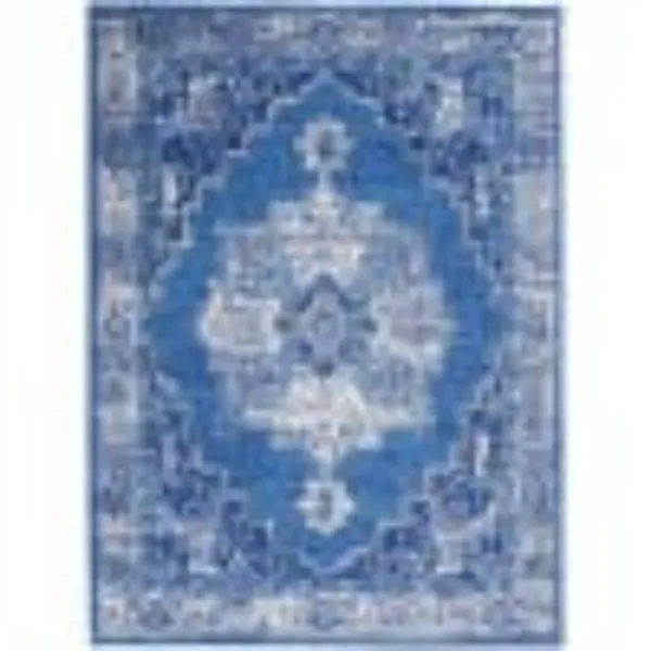 4x6 ft Navy Blue & Ivory 2-Tone Persian Medallion Area Rug, 360 Stand, Traditional Home Decor Rugs, Artistic Design, Detailed Embellishments, Low-Profile Indoor Use, Artistic Design Area Rugs