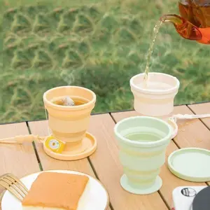 Travel Silicone Foldable Water Cup, Heat Resistant Outdoor Portable Drinking Cup, Compact Folding Mouthwash Cup for Travel