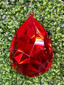 9 Inch Red Acrylic Rain Drop Diamond Ornament