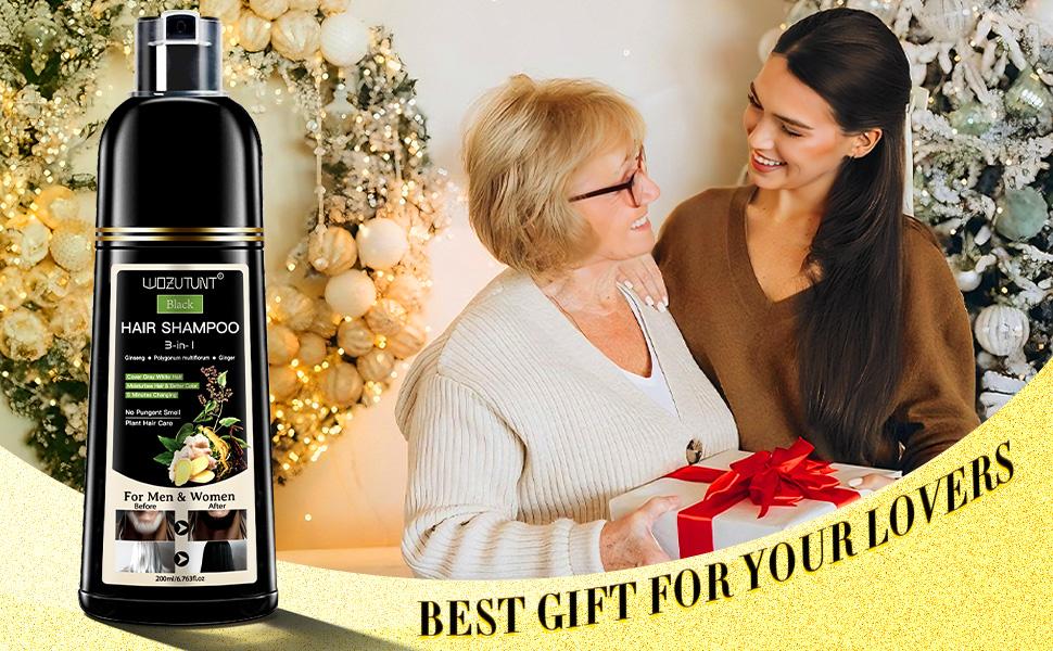 200ml 3-in-1 Black Hair Dye Shampoo Ginseng Covers Gray Hair Natural Plant Haircare Gentle Silky Smooth Coloring Convenience Revitalizes Conditioner