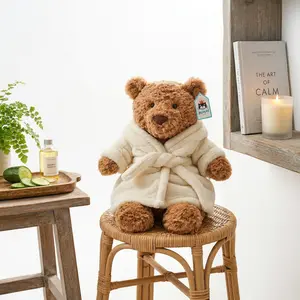 Jellycat Bartholomew Bear Bathrobe Plush with Gift Bag – Super Soft Cozy Teddy Bear, Cute Spa Style Stuffed Animal, Perfect Gift for Her, Kids & Collectors