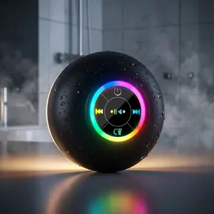 Waterproof Bluetooth-compatible Speaker with Strong Suction Cup, Hands-Free Call, LED Light, Matte Finish, Portable Design for Kitchen, Bathroom, Camping