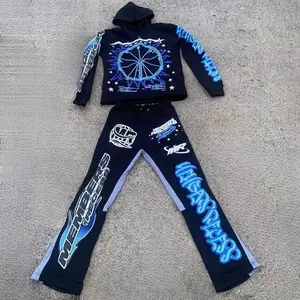 2025 New Men's Fashion Hoodie & Flared Pants Set - Street Style Casual Outfit Set Outdoor Sport Club Gift