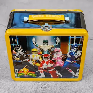Retro Gifts By Roka Mighty Morphin Power Rangers Gift Lunchbox Tote With Thermos Multicolor 3-D Embossed Design Featuring Classic Power Rangers Characters