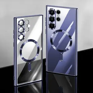 Premium Ultra-Slim Magnetic Phone Cover Designed for Samsung Galaxy S26 Ultra, S26 Plus, And S26 S25 S24 S23 S22 S21 Ultra, Featuring a Transparent End And a Camera Lens Protector, Compatible with Wireless Charging Accessories