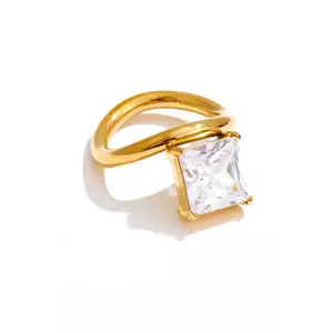 Square te clear ring Stainless Steel