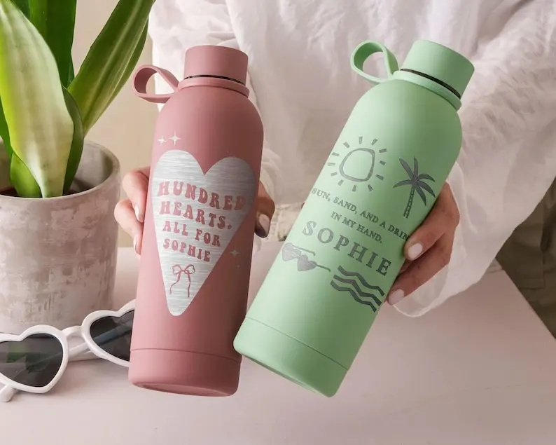 Custom Skinny Tumbler, Beach Party Favors, Bridesmaid Gifts, Best Emotional Support Water Bottle, 17 oz HundredHearts      5 out of 5 stars