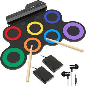 Electric Drum Set, 7-Pad   Drum Set with Headphone Included, Roll-up Drum Practice Pad,  Holiday Xmas Birthday  for