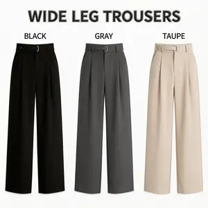 Women’s High-Slit Bohemian Harem Yoga Pants Premium Fabric Comfortable Versatile for Yoga Running and Everyday Wear Wide Leg Trousers in Black Gray Taupe - Clothes, Womenswear