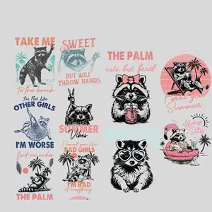 Feral Summer Vibes premade DTF gang sheet- 10 prints, Feral Summer Premade DTF Gang sheet,Summer transfers Graphic Tshirt Menswear Top