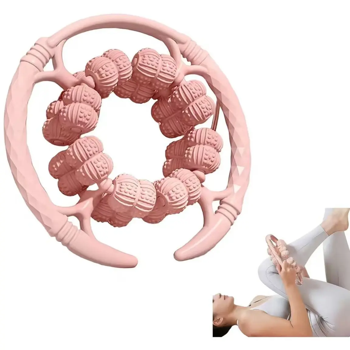 32 Node Deep Leg Massage Roller, Ring-Shaped Thigh Massager, Muscle Recovery, Pain Relief After Exercise, Portable Pain Relief Tool for Men and Women, Body Roller