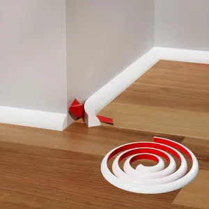 3/4 Inch (W) x 118Inch(L) Flexible Quarter Round Molding, Peel and Stick Wall Molding, Rubber  Trim for Floor, Bendable Trim for Curved Stairs, Corner, Tub,Cabinet,White
