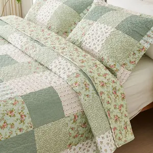 3pc design patchwork quilt set, prewashed bedspread and coverlet set, fashion bedding set-229x229+2x50x70+5cm