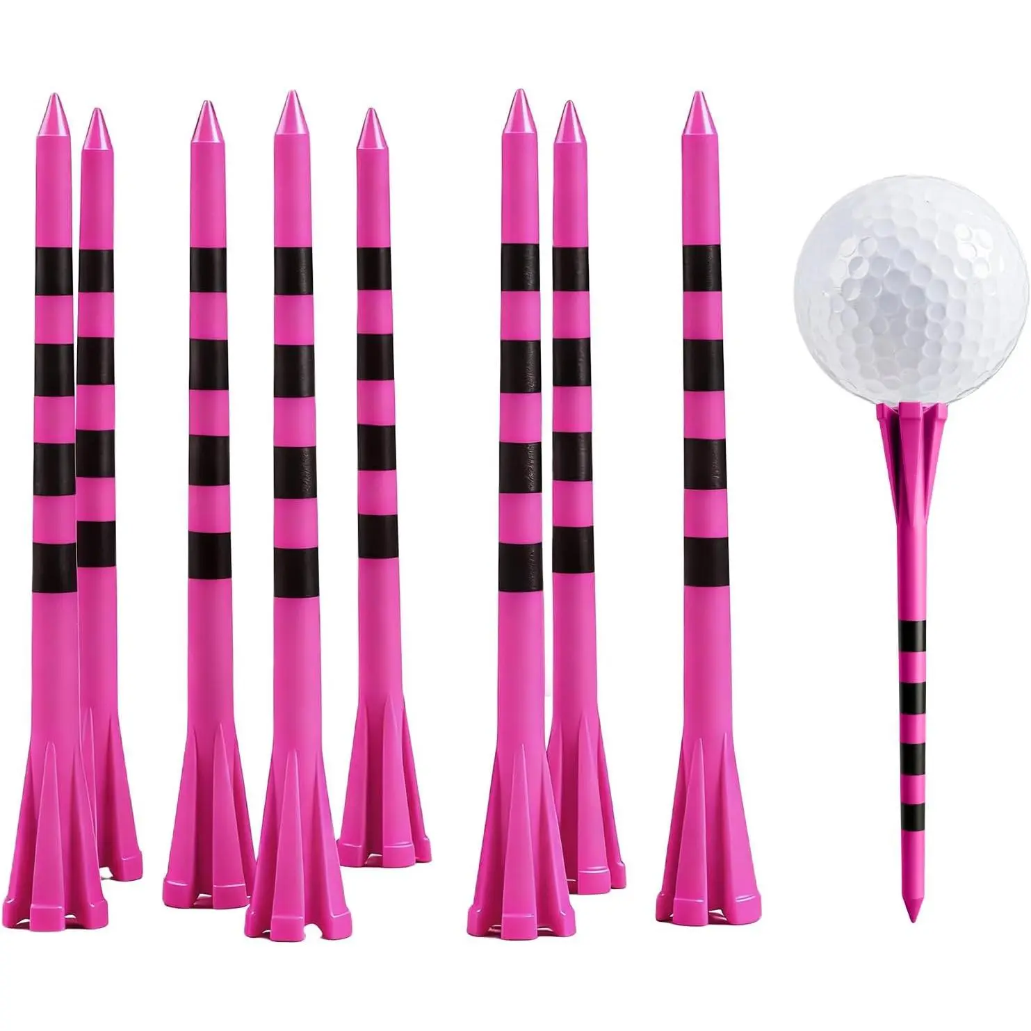 Extra Long Golf Tees Plastic 4 Inch or 5 Inch Value 50 Pack, Unbreakable & Consist Height Tees with Reduce Friction, Driving Range Tee Easy to Find in White  Green