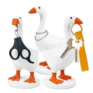 7-Inch Resin Goose Desk，Cute Goose Figurine with Strong Magnet | Perfect for Keys,Adorable Magnetic Duck Goose Decor | Functional & Whimsical Home Storage，Funny Magnetic Goose Key Holder | Never Lose Keys Again, Cute Desk Decor!