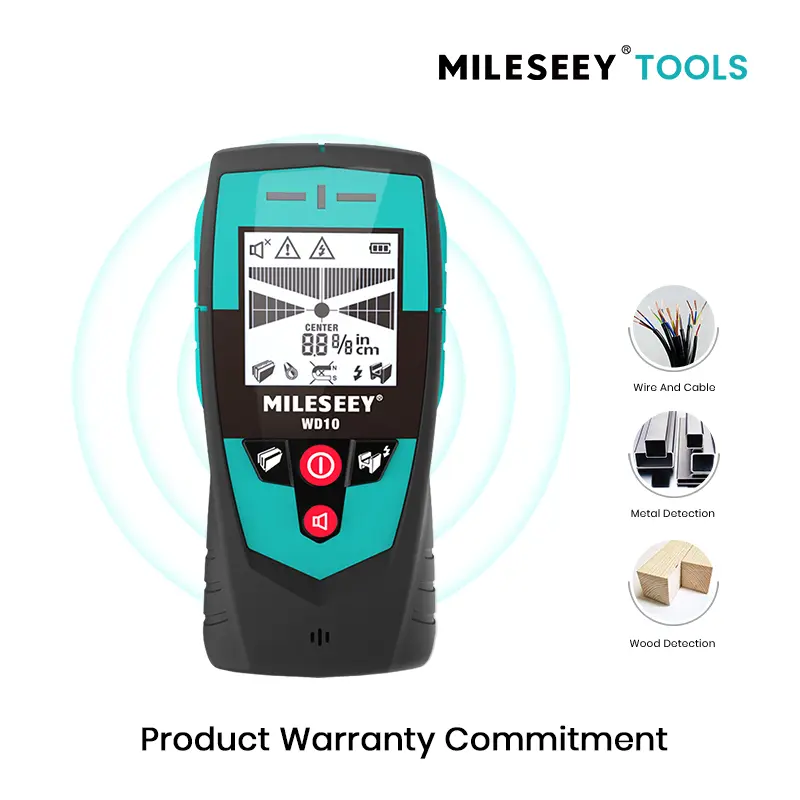 MILESEEY WD10 Handheld Reliable 4-in-1 Industrial Wall Detector Scanner, Easy-to-Use Measuring Tool for 4-in-1 Detection of AC Wires and Cables, Wood Studs, Metal Pipes (Tools & Hardware Physical Measuring Instrument)