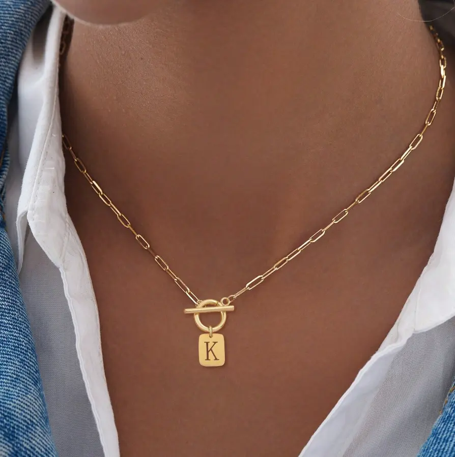 Classic Minimalist Letter Pendant Necklace  | Elegant Fashion Jewelry for Women | Everyday Gift