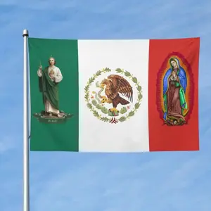 Mexican Flag 3X5ft Single Sided Mexico Banner Decorations Bandera de Mexico San Judas Tadeo Wall Decor Mexican Flag 3X5ft