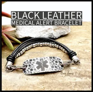 Pretty Medical Alert ID Bracelet for Women - Boho Emergency Alert Bracelet