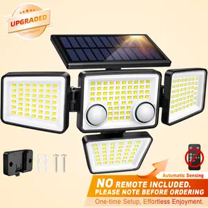 Solar Motion Sensor Lights-4 Heads 3000LM, IP65Waterproof, 270°Wide Angle Lighting Security Light for Yard, Garage, Porch, Pool,Garden,Barn,Patio,Thanksgiving home decor,Black Friday&Cyber Monday,Christmas gifts