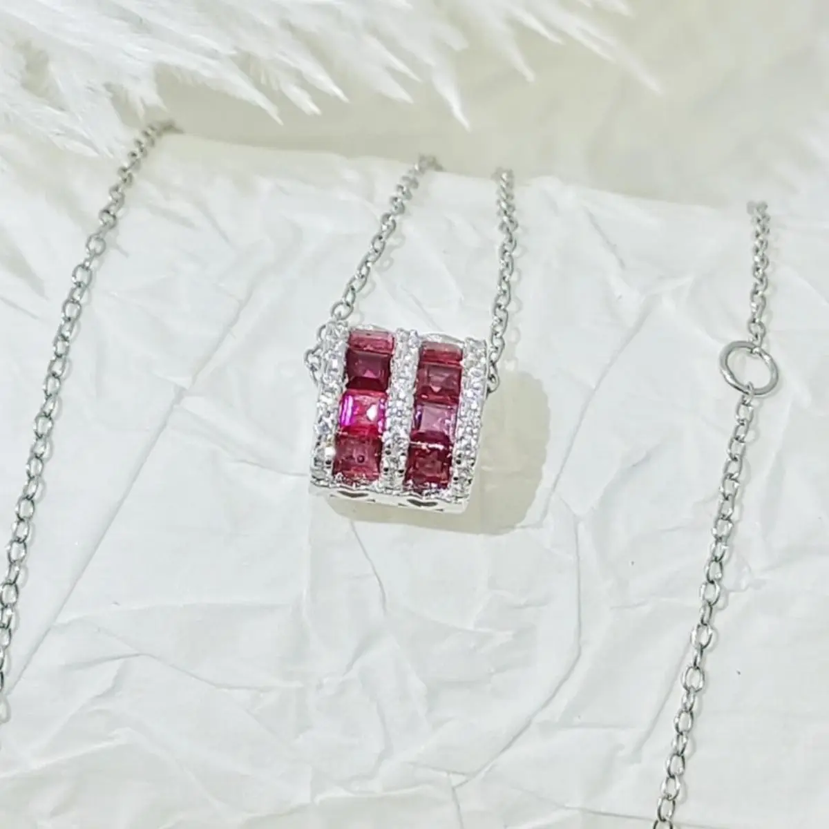 K18 GOLD plated SV925 genuine natural RUBY 1ct necklace XH002