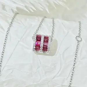 K18 GOLD plated SV925 genuine natural RUBY 1ct necklace XH002