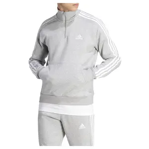 adidas Mens Essentials Fleece Quarter Zip Sweatshirt Casual - Grey