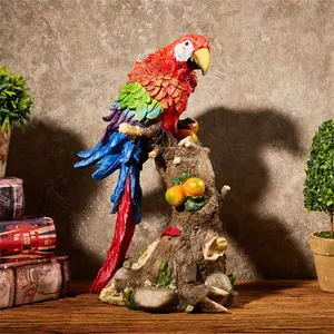 Resin Parrot Statue Simulation Bird Sculpture Ornament Home Decoration Room Desk Crafts Figurines Gift For Bedroom Office Table