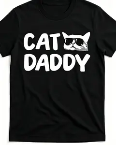 Cat Daddy T Shirt Men'S Casual Graphic Print T Shirt Short Sleeve Crew Neck Fashion Tops Soft Comfortable Summer Streetwear