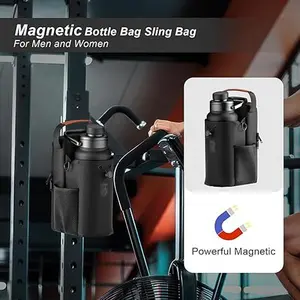 Magnetic Gym Bag Sling Bag for Men/Women,Magnetic Water Bottle Gym Bag Company,Cross Body Water Bottle Holder Bags for Travel, Work and Sports,Gym Accessories