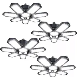 New 7+1LED Garage Light Bulbs, Ultra Bright 6500K Garage Ceiling LED Light, Shop Light with Deformable Panels, E26/E27 Bulb Socket Lighting for Workshop, Warehouse