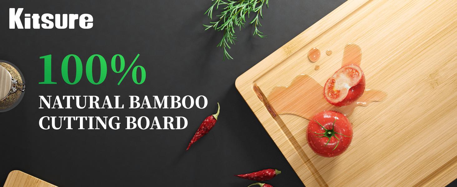 Bamboo Cutting Board - Multi-Sizes Wooden Cutting Boards for Kitchen, Convenient Kitchen Essentials with Deep Juice Grooves， Cutting Board for Chopping & Serving, Large, Natural