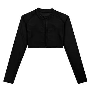 SwimZip Women's UPF 50+ Long Sleeve Crop Rash Guard