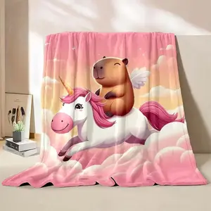 Capybara Cartoon Flannel Blanket Children's Air Conditioning Blanket Lunch Blanket Pet for Daughter Girlfriend Gift Fast Arrive